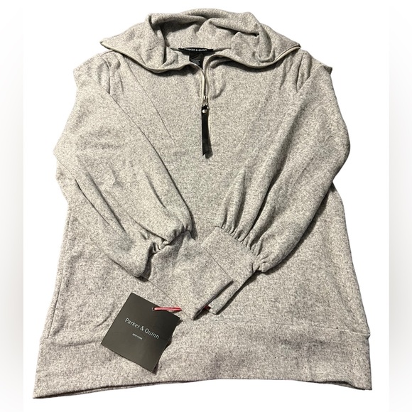 NWT Parker & Quinn 1/4 Zip Pullover Gray Sweater Size Small - Picture 4 of 7